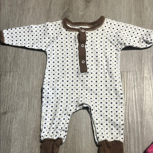Brown and White Polka Dot Kids One Piece - Picture 1 of 1